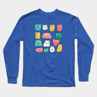 Retro Cat Heads Long Sleeve T-Shirt